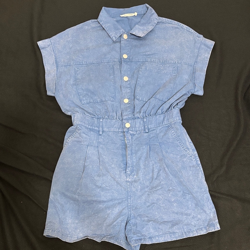 Ellison Denim Blue Kids Romper